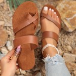 Women's Casual Open Toe Flat Slide Sandals for Fashionable Summer Beach Wear