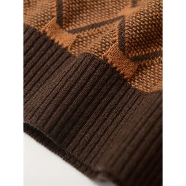 Men's casual sweater square twill warm knit sweater