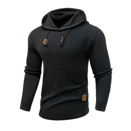 Men's commuter casual texture bump solid color hooded sweater