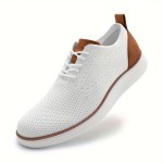 Mens Comfort Sneakers - Breathable Mesh Upper, Sleek Dress Style, Classic Oxfords Design, Versatile Business Casual, Ultra-Comfortable Walking Tennis Shoes for Men