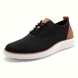 Mens Comfort Sneakers - Breathable Mesh Upper, Sleek Dress Style, Classic Oxfords Design, Versatile Business Casual, Ultra-Comfortable Walking Tennis Shoes for Men