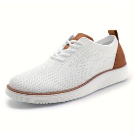 Mens Comfort Sneakers - Breathable Mesh Upper, Sleek Dress Style, Classic Oxfords Design, Versatile Business Casual, Ultra-Comfortable Walking Tennis Shoes for Men