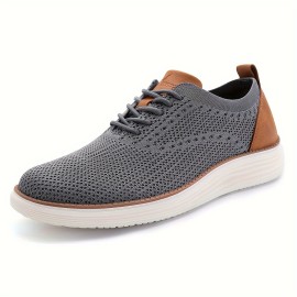 Mens Comfort Sneakers - Breathable Mesh Upper, Sleek Dress Style, Classic Oxfords Design, Versatile Business Casual, Ultra-Comfortable Walking Tennis Shoes for Men