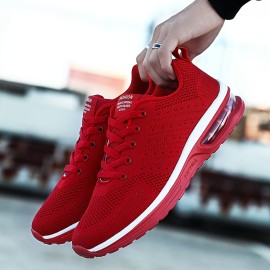 Men's Knitted Air-cushioned Shock-Absorbing Sneakers For Jogging Tennis Gym, Spring And Summer