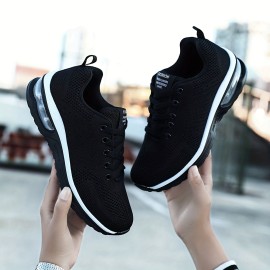 Men's Knitted Air-cushioned Shock-Absorbing Sneakers For Jogging Tennis Gym, Spring And Summer