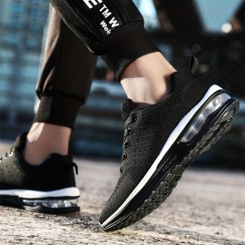 Men's Knitted Air-cushioned Shock-Absorbing Sneakers For Jogging Tennis Gym, Spring And Summer