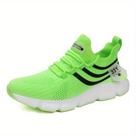 Men's Lace-up Sneakers - Contrasting Color Pattern Athletic Shoes - Lightweight And Breathable - Running Basketball Workout Gym