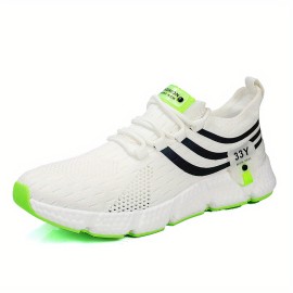 Men's Lace-up Sneakers - Contrasting Color Pattern Athletic Shoes - Lightweight And Breathable - Running Basketball Workout Gym