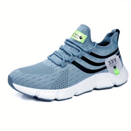 Men's Lace-up Sneakers - Contrasting Color Pattern Athletic Shoes - Lightweight And Breathable - Running Basketball Workout Gym