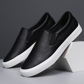 Plus Size Men's Solid Colour Slip On Skateboard Shoes, Comfy Non Slip Casual Durable Sneakers For Men's Outdoor Activities