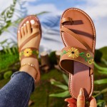 Women's Lightweight Flower Pattern Slide Sandals - Comfortable Casual Summer Shoes with Loop Toe