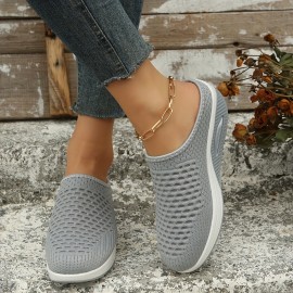 Women's Breathable Mule Sneakers with Air Cushion Comfort - Slip On Closed Toe Shoes