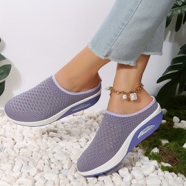 Women's Breathable Mule Sneakers with Air Cushion Comfort - Slip On Closed Toe Shoes