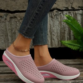 Women's Breathable Mule Sneakers with Air Cushion Comfort - Slip On Closed Toe Shoes