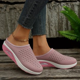 Women's Breathable Mule Sneakers with Air Cushion Comfort - Slip On Closed Toe Shoes