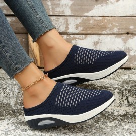 Women's Breathable Mule Sneakers with Air Cushion Comfort - Slip On Closed Toe Shoes