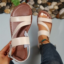 Women's Lightweight Casual Flat Sandals with Open Toe and Buckle Strap - Perfect for the Beach or Everyday Wear