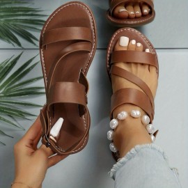 Women's Lightweight Casual Flat Sandals with Open Toe and Buckle Strap - Perfect for the Beach or Everyday Wear