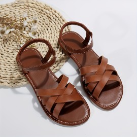 Women's Summer Crisscross Flat Sandals - Comfortable Slip On Beach Shoes