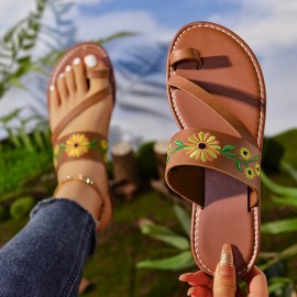 Women's Flower Pattern Slide Sandals - Lightweight and Casual Summer Beach Shoes