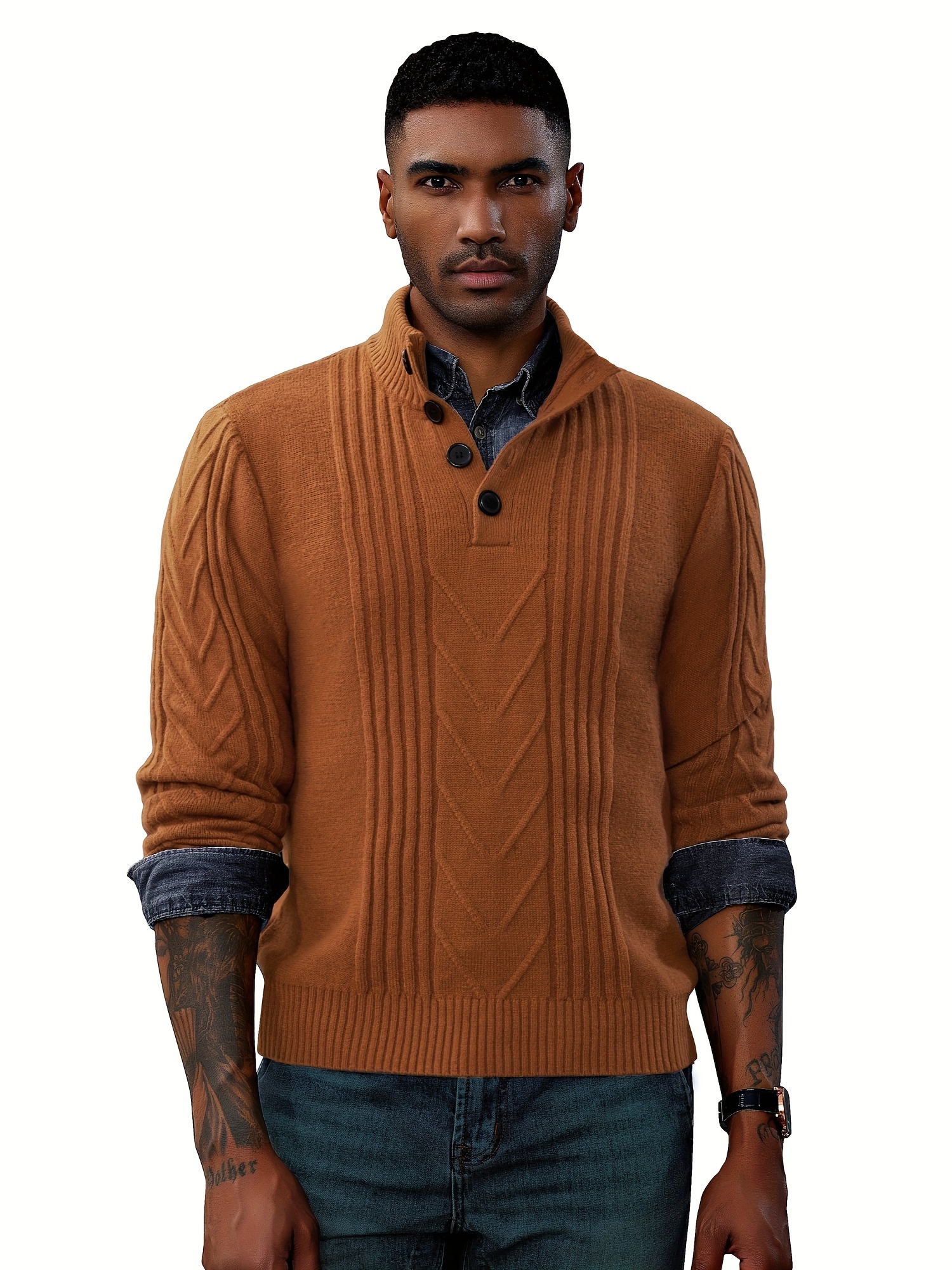 pj0387a22 01 mens button sweater details 2