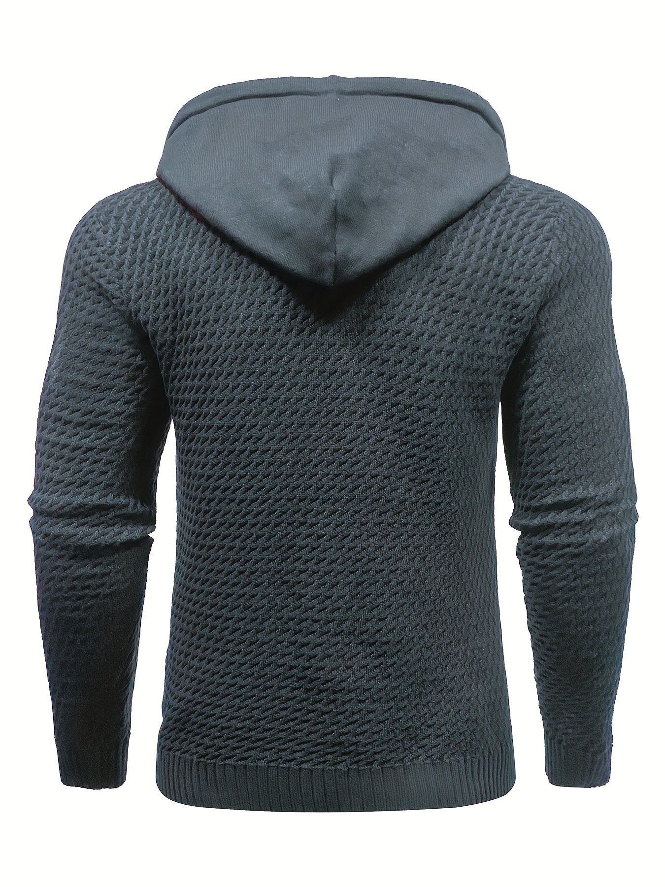 mens casual commuter solid color hooded sweater details 0