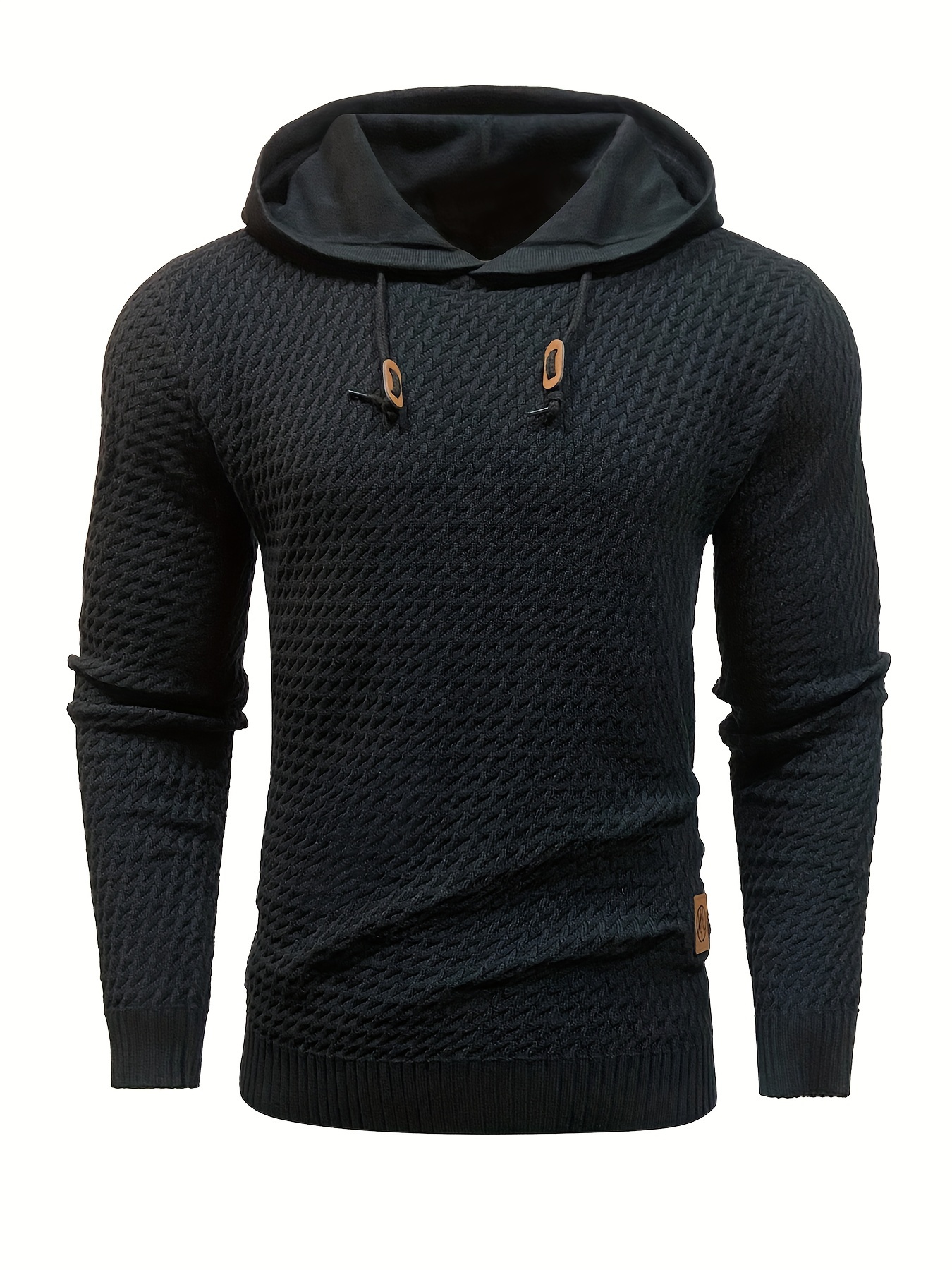 mens commuter casual texture bump solid color hooded sweater details 2