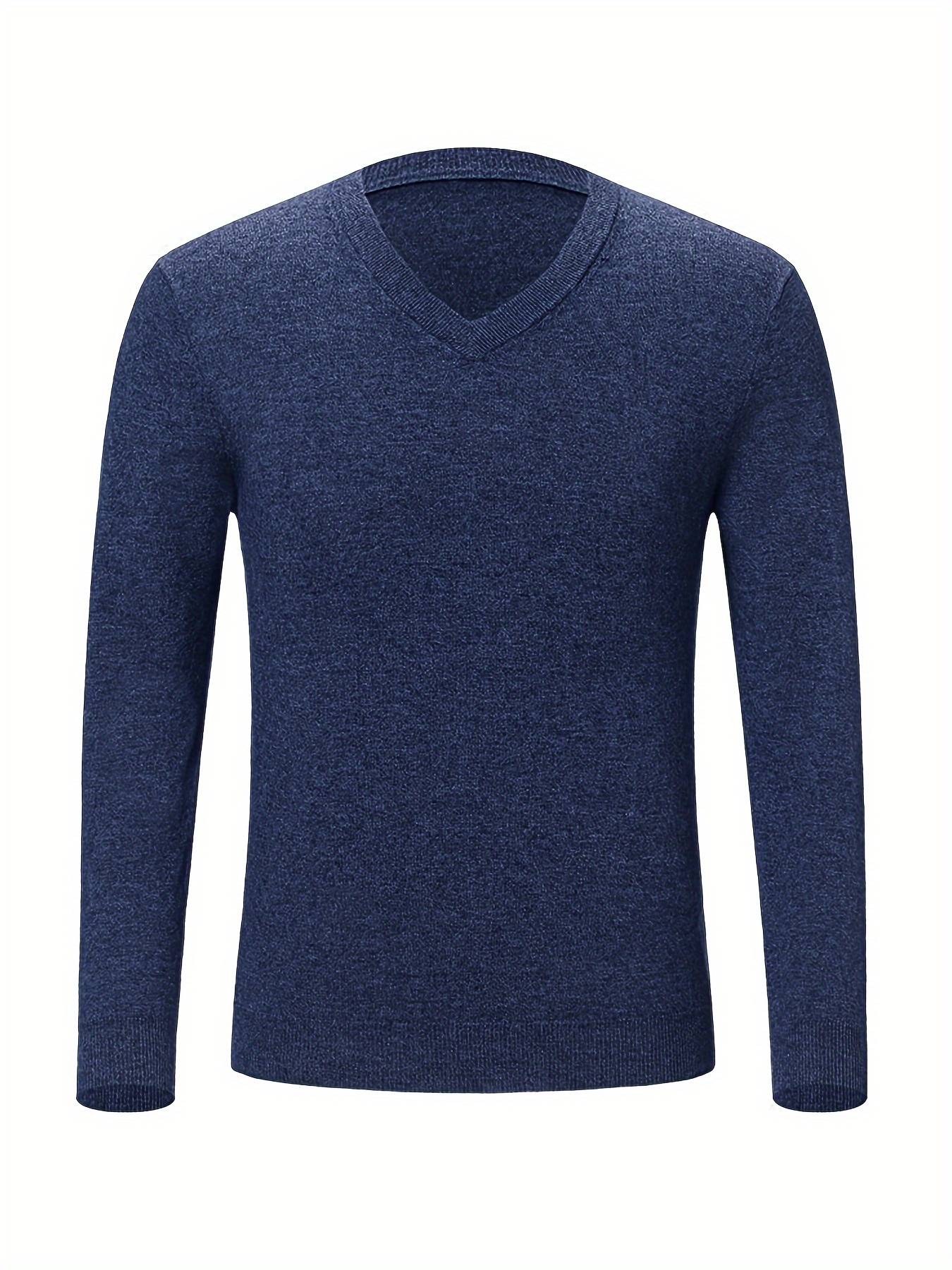 mens solid knit long sleeve v neck sweater for spring fall mens high stretch top for outdoor details 6