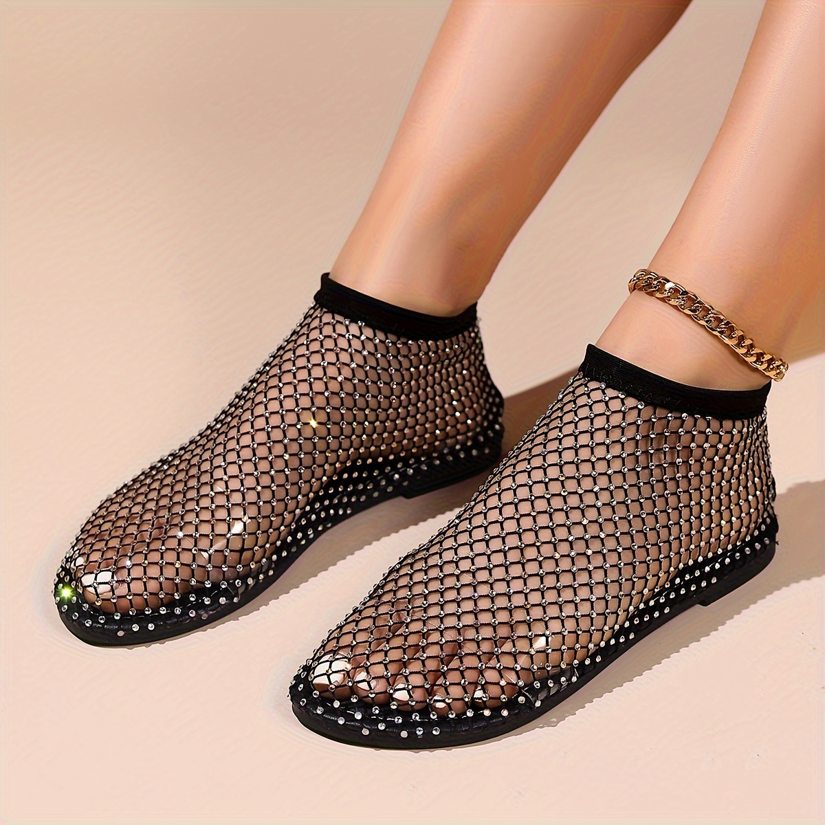 womens rhinestone pattern sandals slip on soft sole flat hollow out shoes summer transparent beach shoes details 5