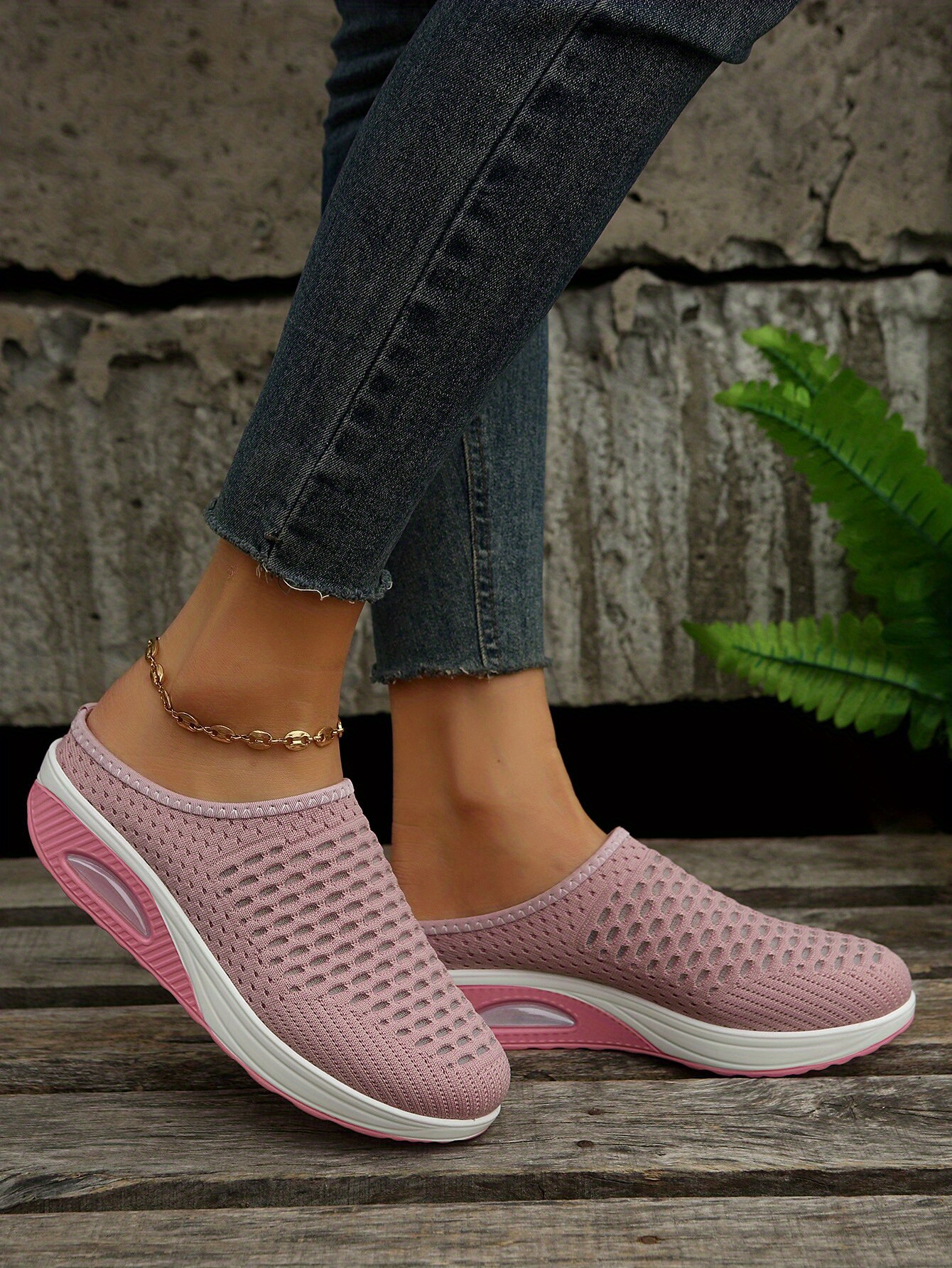 womens breathable mule sneakers comfortable round closed toe slip on shoes womens air cushion shoes details 3