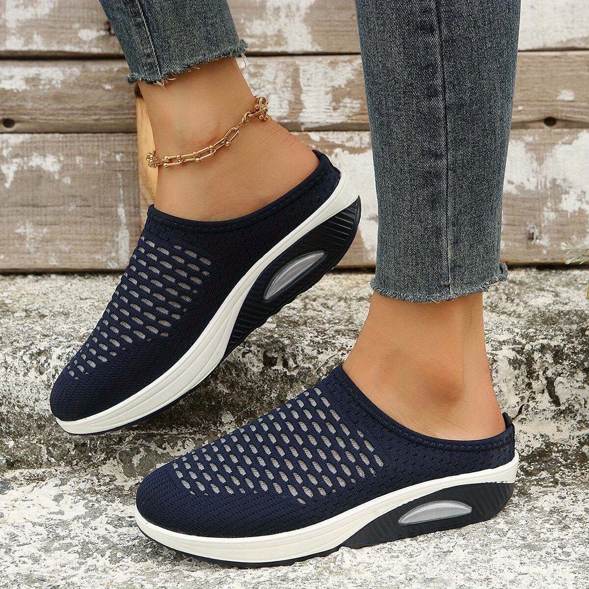 womens breathable mule sneakers comfortable round closed toe slip on shoes womens air cushion shoes details 5